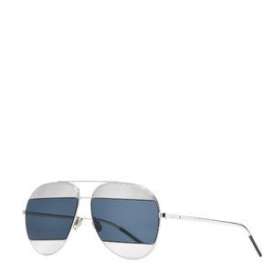 Christian Dior Slit 1 Aviator Sunglasses Silver Blue